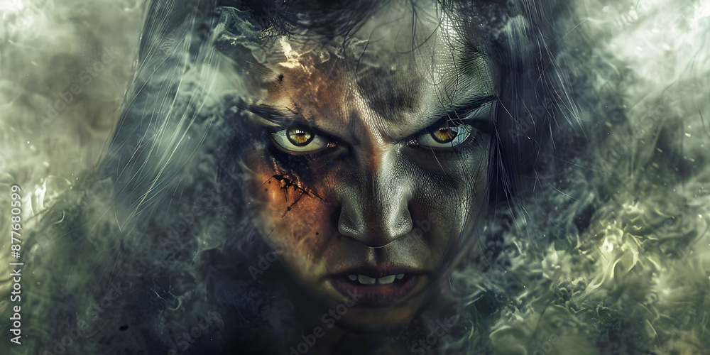 portrait of a woman with a unhappy face, ai generated.