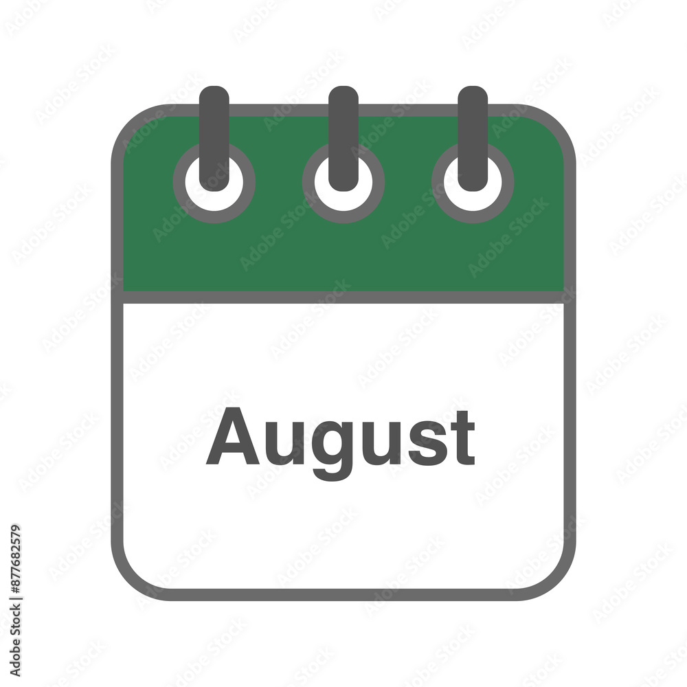 August icon vector. Daily, monthly, yearly calendar icon August icon vector. Daily, monthly, yearly calendar icon