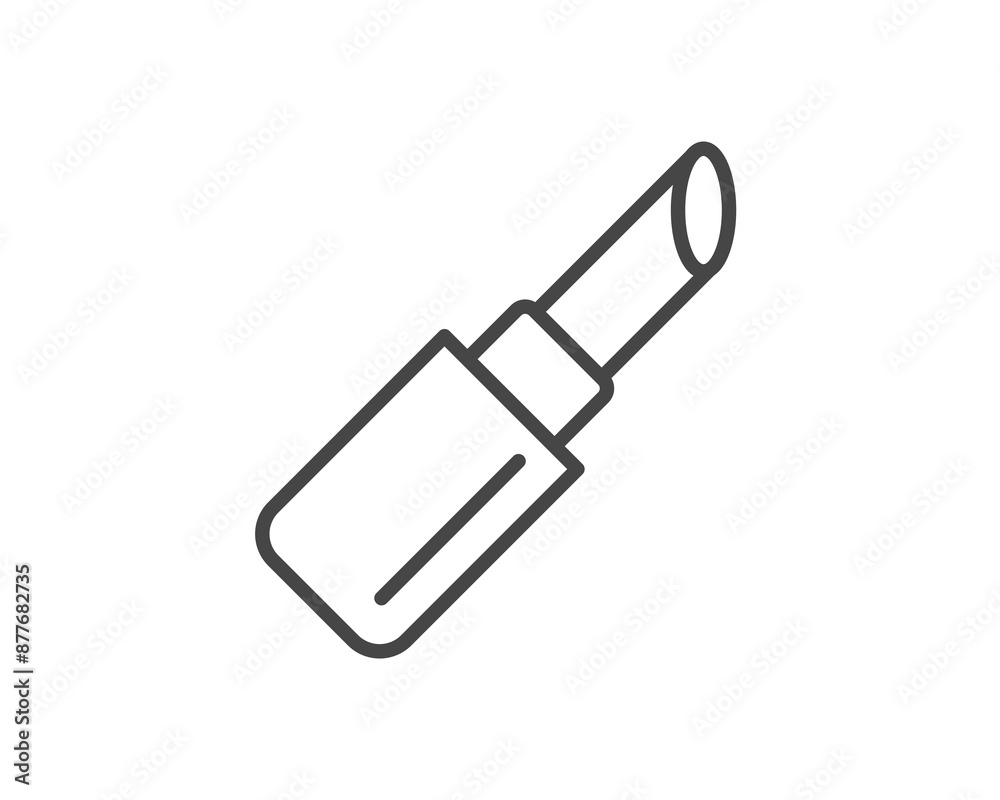 Makeup and cosmetics. Beauty linear vector graphic icons in the form of lipstick with lip care cap. Makeup and cosmetics. Beauty linear vector graphic icons in the form of lipstick with lip care cap.