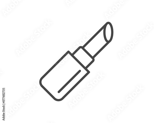 Makeup and cosmetics. Beauty linear vector graphic icons in the form of lipstick with lip care cap.