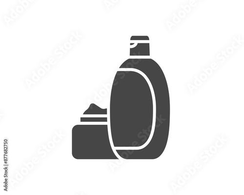 Vector set of beauty, cosmetics and care black icons. Bottle, jar, shower gel, face cream, body lotion, spray, ointment, paste.