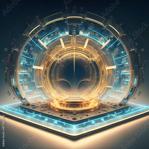 stunning 3D render futuristic lighten  background. digital artwotk. Ai generated photo