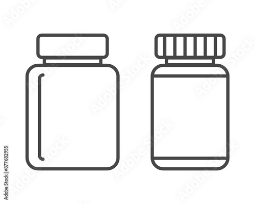 Collection vector icons of beauty, cosmetics and care. Bottle, jar, shower gel, face cream, body lotion, spray, ointment, paste.