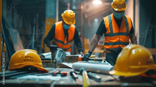 The construction site workers photo
