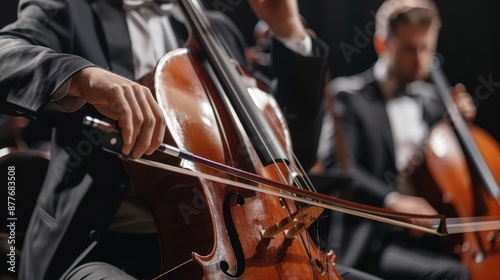 The hands playing a cello