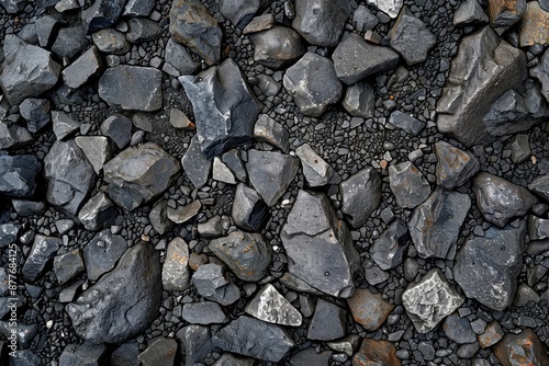 Wallpaper Mural A close up of a pile of rocks with a dark, moody atmosphere. The rocks are scattered and uneven, giving the impression of a rugged, untamed landscape. Concept of strength and resilience Torontodigital.ca