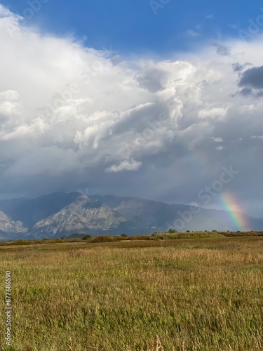 Bild auf Leinwand Rainbow on a rainy day in Wyoming