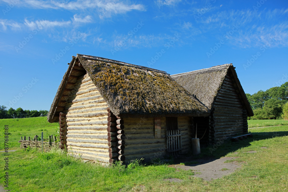 Old traditional wooden huts on Lednica Island, Lednica, Poland Old traditional wooden huts on Lednica Island, Lednica, Poland