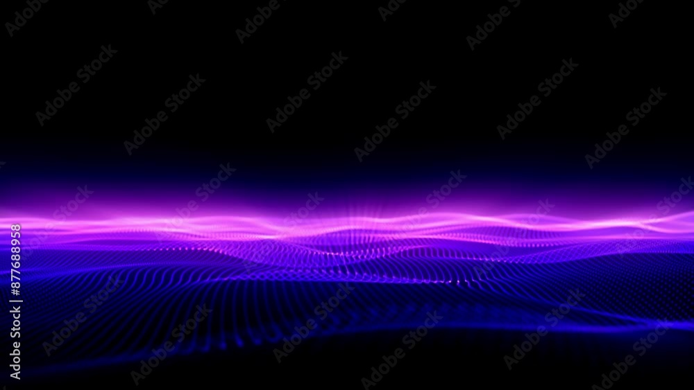 Abstract gradient waves background animation. Blue and purple digital waves.