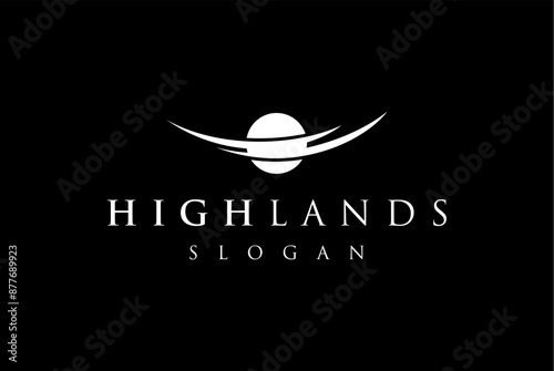 Highlands sky sun cloud logo design vector reality free image editable template 