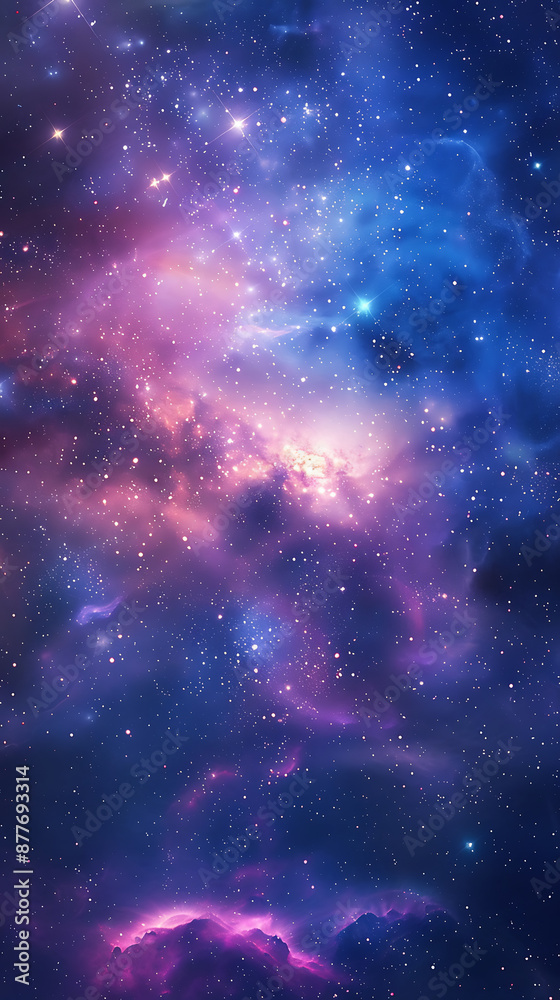 Fototapeta premium A cosmic nebula with blue, pink, and purple hues, evoking wonder and mystery, perfect for science fiction and fantasy designs. 