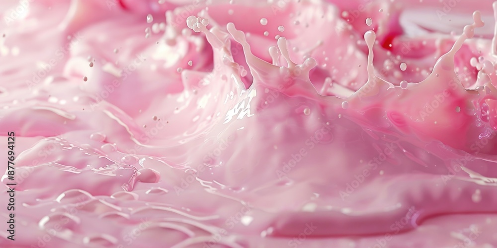 A close-up shot of a pink liquid with a splash of water, ideal for use in beauty or science-related contexts A close-up shot of a pink liquid with a splash of water, ideal for use in beauty or science-related contexts