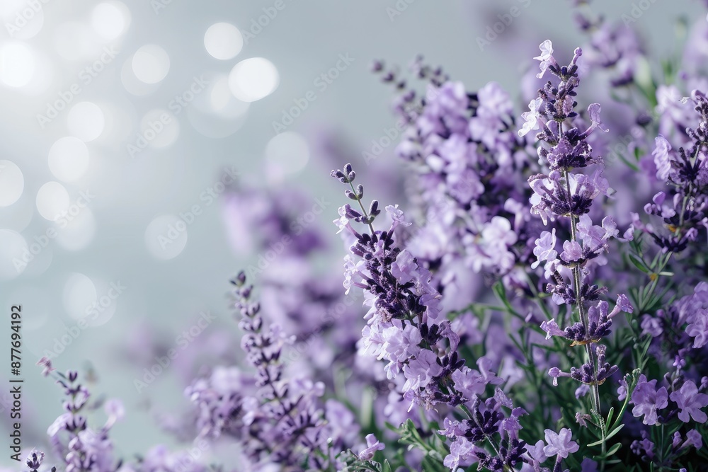 Close-Up View of Purple Lavender Flowers in Bloom on a Sunny Day Close-Up View of Purple Lavender Flowers in Bloom on a Sunny Day