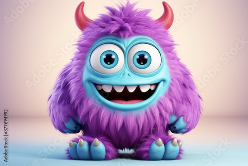 Cute Fluffy Little 3d Monster cartoon character
