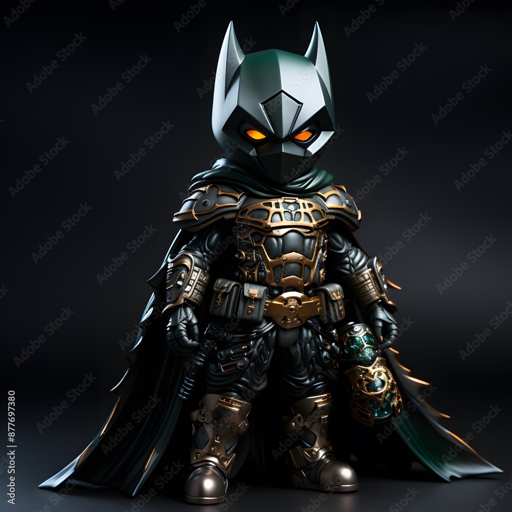 Fototapeta premium The futuristic knight wears an intricate armored suit. The design suggests a sense of nobility. Perhaps this character hails from a sci-fi or fantasy universe, ready to embark on epic quests