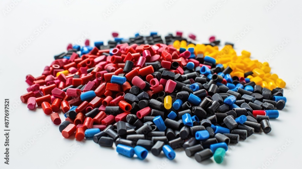 Polymer masterbatch granules on white background for plastic product catalog design Polymer masterbatch granules on white background for plastic product catalog design