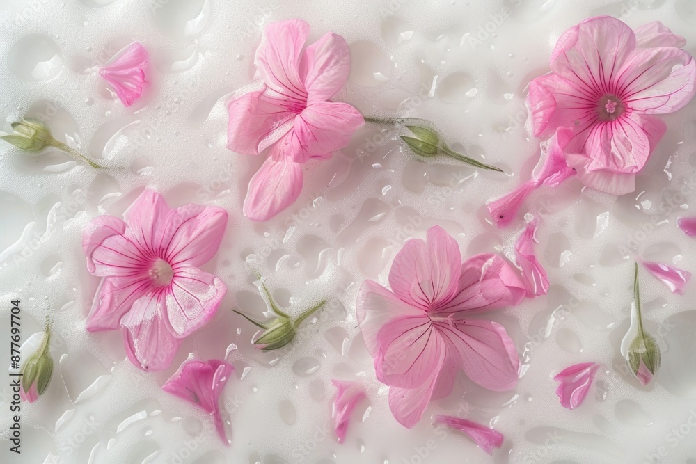 A bouquet of pink flowers floating on the surface of water A bouquet of pink flowers floating on the surface of water