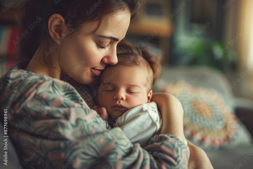 Mother bonding with her newborn in a touching and heartwarming moment of connection and love Mother bonding with her newborn in a touching and heartwarming moment of connection and love