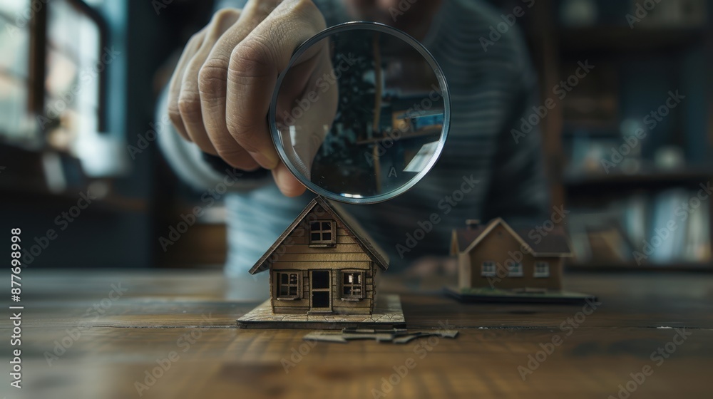 Fototapeta premium The hand with magnifying glass.