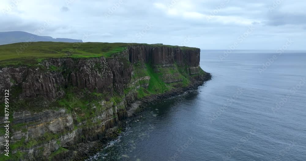 Aerial views of Scottish Highlands in Isle of Skye near Mealt Falls in Scotland, UK Aerial views of Scottish Highlands in Isle of Skye near Mealt Falls in Scotland, UK
