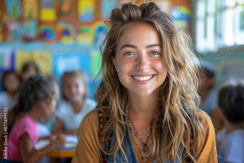 Wallpaper Mural Engaging Female Teacher Inspires Elementary Students Torontodigital.ca
