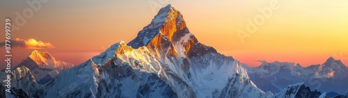 mountain with a peak in the background at sunset