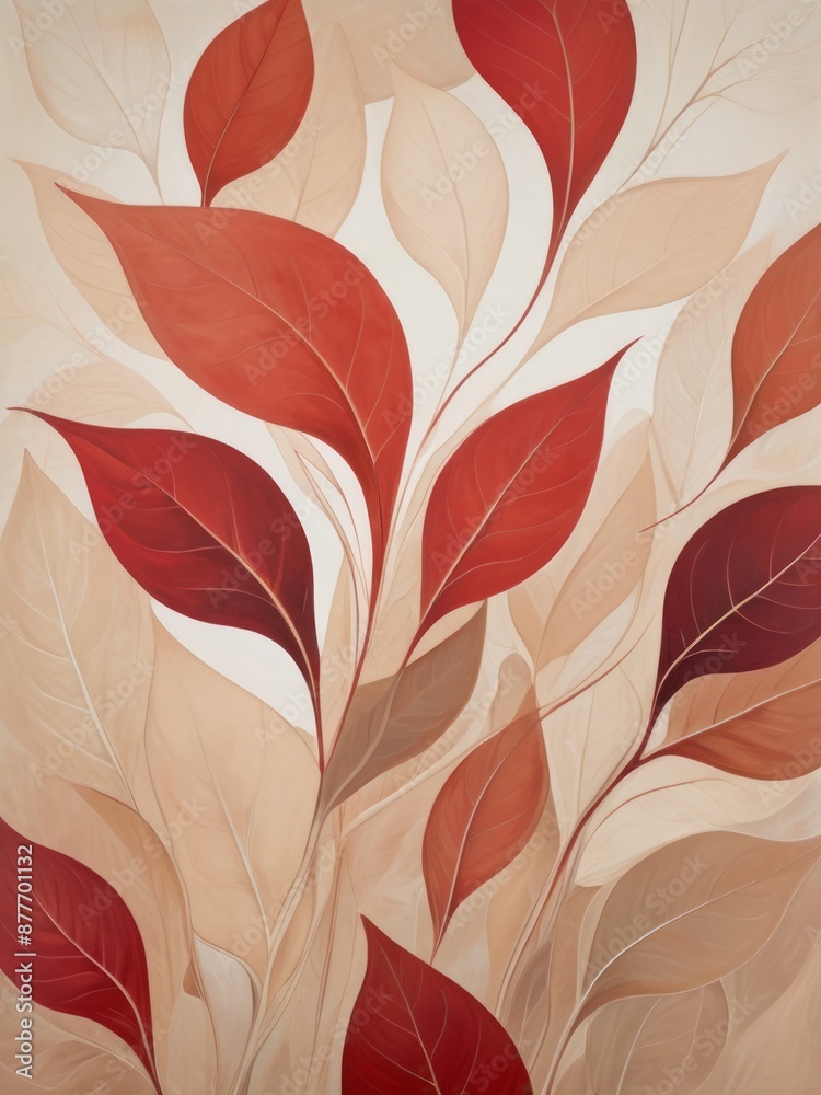 Abstract beige and red leaf texture, natural floral background Abstract beige and red leaf texture, natural floral background