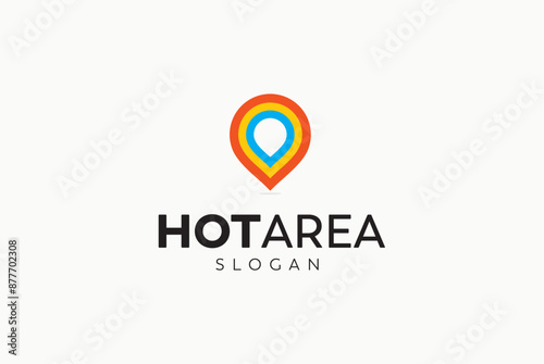 Hot area fire pin map indication logo design vector reality free image editable template 