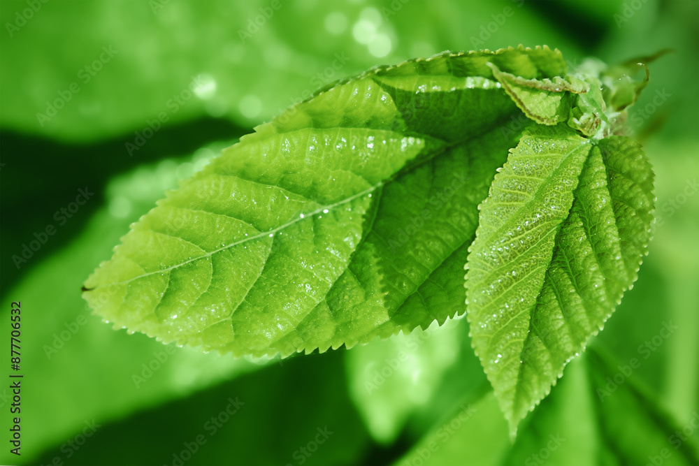 Green young leaves on a blurred background