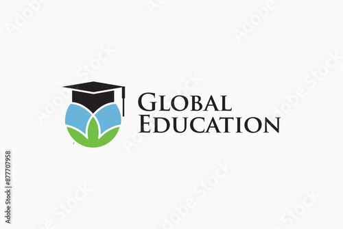 Global education nature green logo design vector image editable