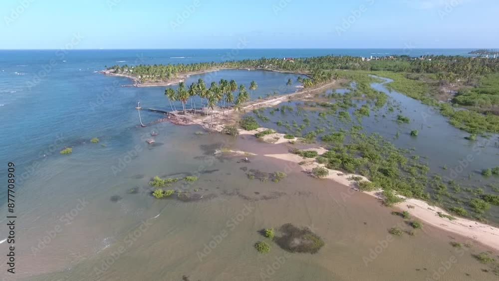 Aerial view of Maracaípe River mouth, Porto de Galinhas - Ipojuca, Pernambuco, Brazil Aerial view of Maracaípe River mouth, Porto de Galinhas - Ipojuca, Pernambuco, Brazil