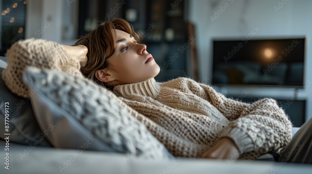 The woman in cozy sweater