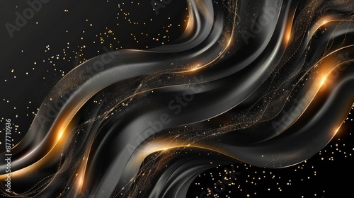 Contemporary black and gold abstract background with dynamic lines and stylish accents