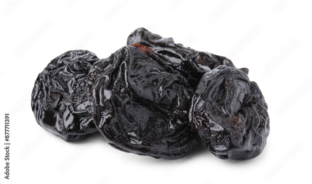 Tasty dried plums (prunes) on white background Tasty dried plums (prunes) on white background