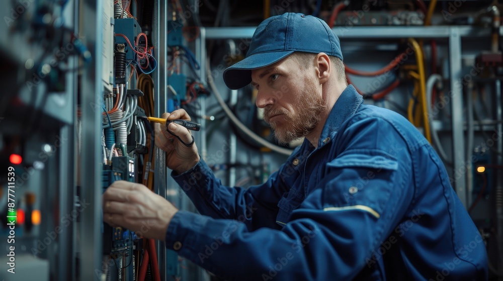 The electrician repairing circuit
