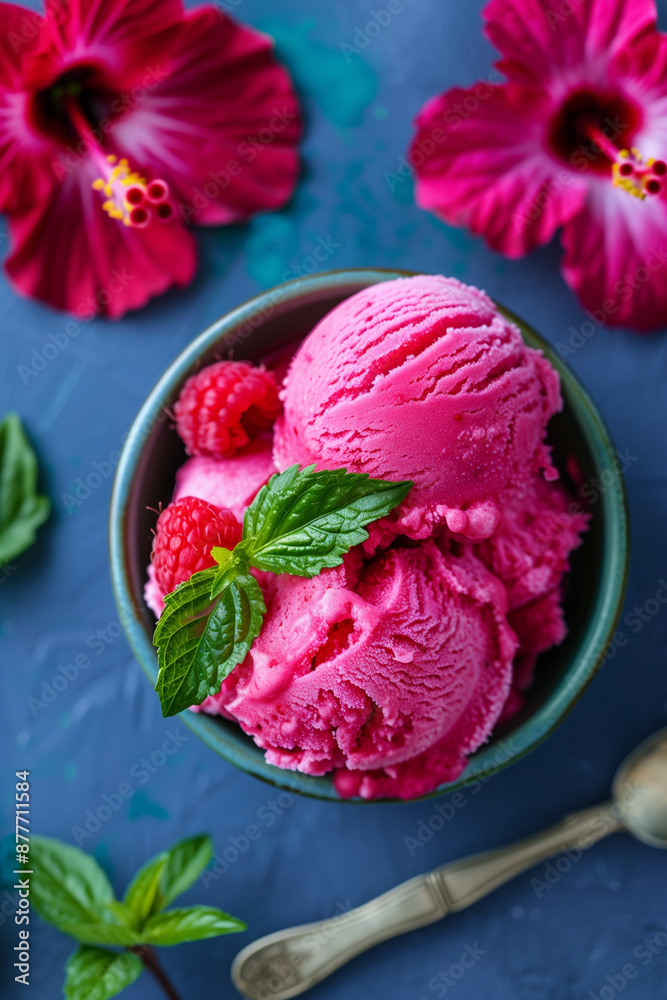 Hibiscus and Raspberry Ice Cream Portrait Hibiscus and Raspberry Ice Cream Portrait