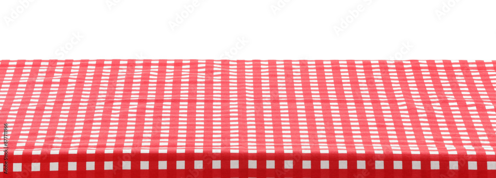 Red checkered picnic tablecloth isolated on white Red checkered picnic tablecloth isolated on white