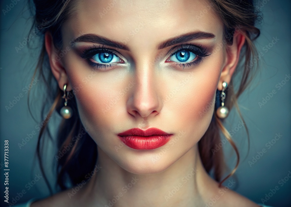 Vibrant close-up portrait of a stunning woman with piercing blue eyes, subtle natural makeup, and impeccable skin, radiating confidence and effortless elegance. Vibrant close-up portrait of a stunning woman with piercing blue eyes, subtle natural makeup, and impeccable skin, radiating confidence and effortless elegance.