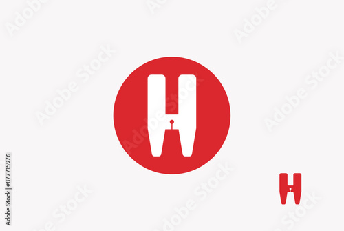 Letter h swing machine pedal stitching  logo design vector image editable