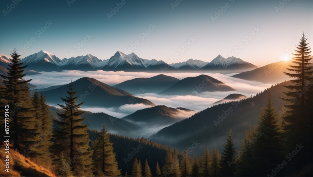 Obraz premium Abstract wallpaper background forest trees mountains