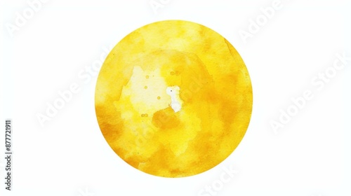 A vivid yellow watercolor wash forming a circular shape, showcasing creativity and artistic expression. Perfect for abstract art needs and decorative uses.