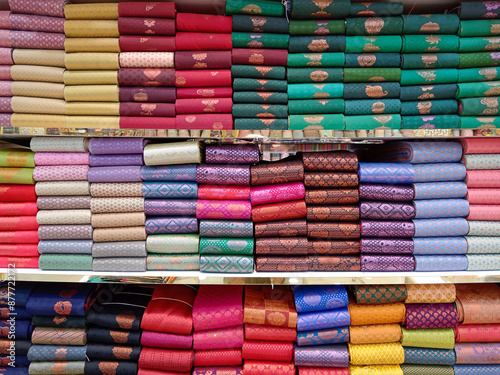 Canvas Print Kanchipuram Silk Brocade Lehenga Saree Little India Kuala Lumpur Malaysia