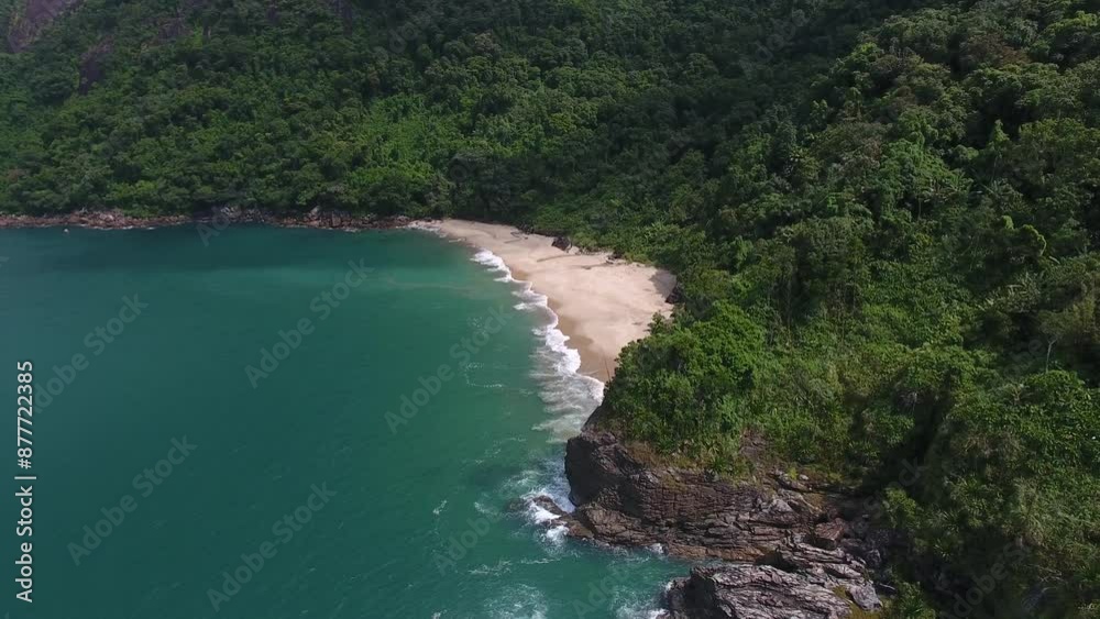 Aerial view of Prainha da Mata - São Sebastião, São Paulo, Brazil Aerial view of Prainha da Mata - São Sebastião, São Paulo, Brazil