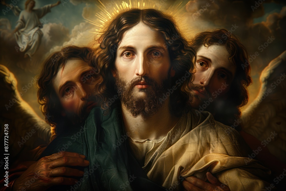 Sacred representation: icon depicting holy trinity, featuring god the father, god the son, and god the holy spirit, illustrating divine unity and mystery of christian theology in artistic form.