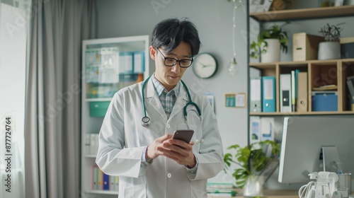 Wallpaper Mural The doctor using smartphone Torontodigital.ca