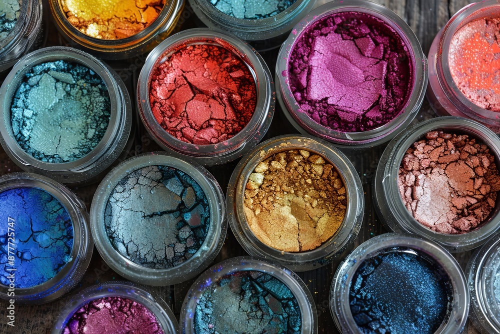 Vibrant collection of mineral eye pigments in various striking colors for captivating makeup looks