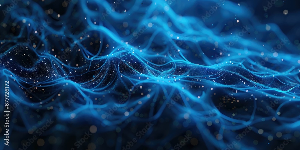 Obraz premium Abstract Blue Waves and Particles