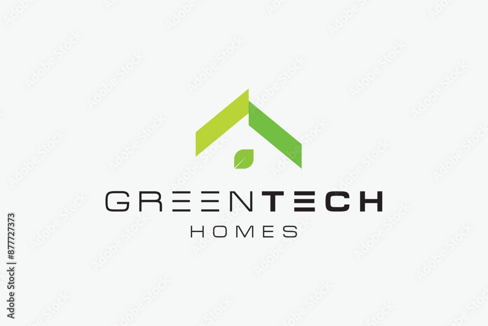 green tech homes green  logo design business name ideas vector image editable 