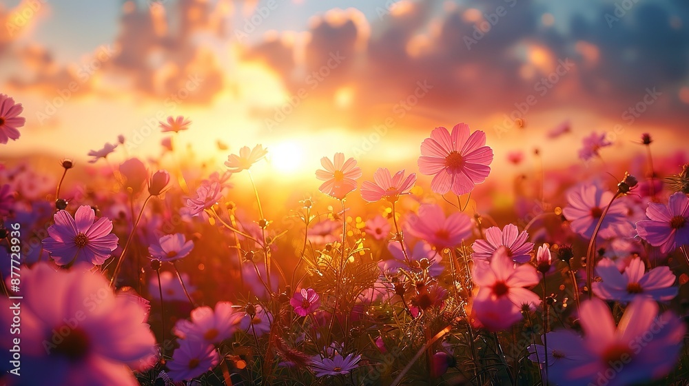 Sunlit meadows in full bloom create a bright and cheerful landscape with wildflowers and sunshine perfect for uplifting and vibrant backgrounds Background Illustration, Bright color tones, , Sunlit meadows in full bloom create a bright and cheerful landscape with wildflowers and sunshine perfect for uplifting and vibrant backgrounds Background Illustration, Bright color tones, ,