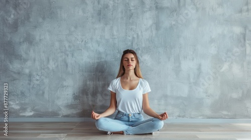 The woman meditating photo